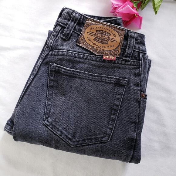 Pepe London Vintage High Rise Black Rigid Denim Straight Leg 90s Jean 5/6 - Picture 5 of 16